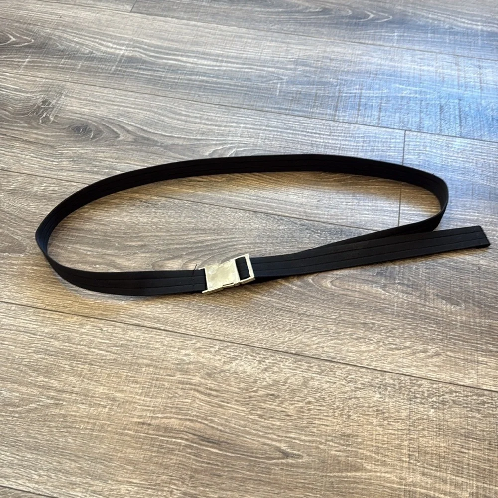Adjustable Black Belt with silver Buckle